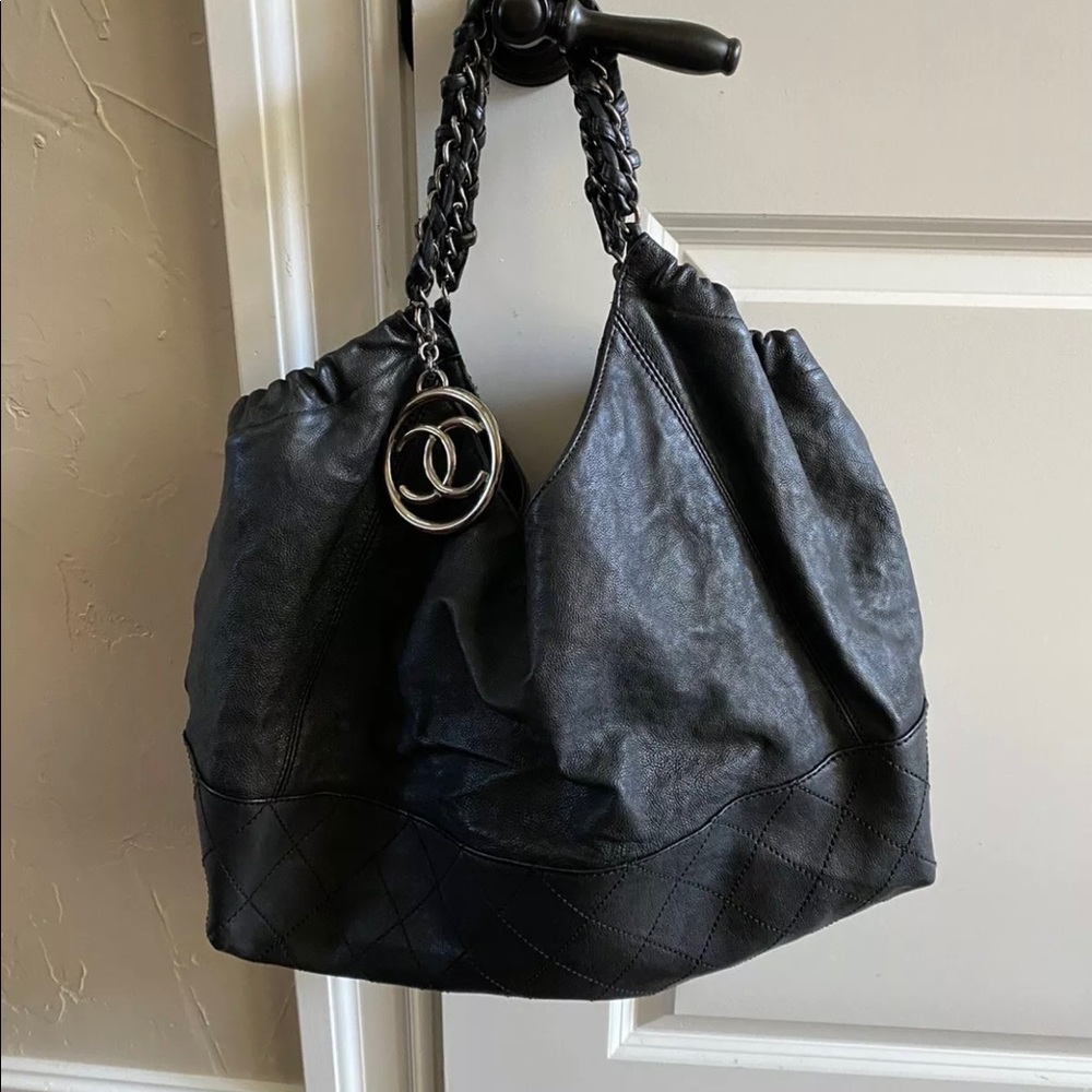 Chanel black hobo bag